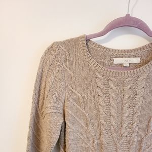 Loft Small Tan Cable Knit Dress